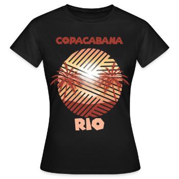 Copacabana Rio Palm Holiday Beach Ocean Surf - T-shirt Femme - noir - Devant - AI Model Female 172 dark (172cm)