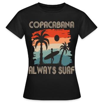 Copacabana Surfing Rio Holiday Sea Beach Sun - T-shirt Femme - noir - Devant - AI Model Female 172 dark (172cm)
