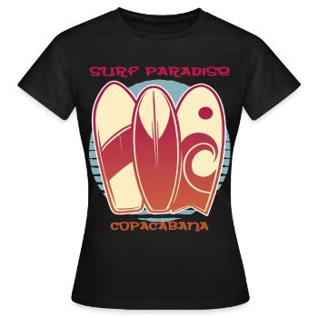 Rio Copacabana Surf Paradise Holiday Sea Beach Sun - T-shirt Femme - noir - Devant - AI Model Female 172 dark (172cm)