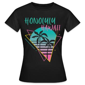 Honolulu Hawaii Palms Retro Ocean Surfing - T-shirt Femme - noir - Devant - AI Model Female 172 dark (172cm)