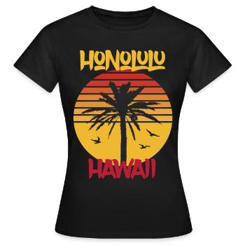 Hawaii Honolulu Palmen Ocean Surfing - Frauen T-Shirt - Schwarz - Vorne - AI Model Female 172 dark (172cm)