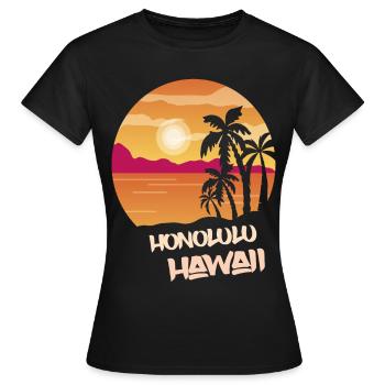 Hawaii Honolulu Holiday Palm Ocean Surfing - T-shirt Femme - noir - Devant - AI Model Female 172 dark (172cm)