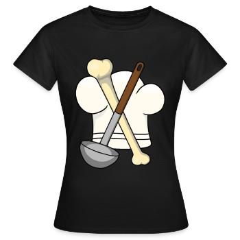 Soupe aux os Louche Chapeau de Chef Chef Gourmet - T-shirt Femme - noir - Devant - AI Model Female 172 dark (172cm)