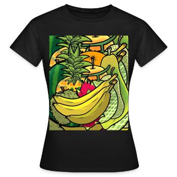 Sommerzeit exotische saftige Früchte Obst Vitamine - Frauen T-Shirt - Schwarz - Vorne - AI Model Female 172 dark (172cm)