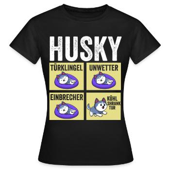 Dog Husky - Women's T-Shirt - black - Front - AI Model Female 172 dark (172cm)