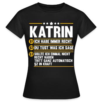 Katrin - Frauen T-Shirt - Schwarz - Vorne - AI Model Female 172 dark (172cm)