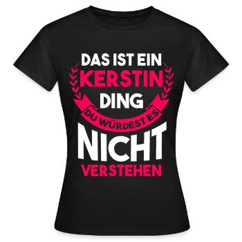 Kerstin - Frauen T-Shirt - Schwarz - Vorne - AI Model Female 172 dark (172cm)