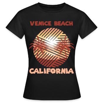 Retro Venice Beach Kalifornien Palmen Surfen im Oz - Frauen T-Shirt - Schwarz - Vorne - AI Model Female 172 dark (172cm)