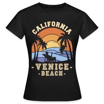 California Venice Beach Palm Holidays Sea Brandu - Women's T-Shirt - black - Front - AI Model Female 172 dark (172cm)