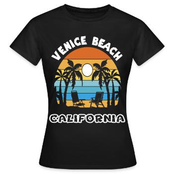 Venice Beach Family Vacation California Ocean Palm - Women's T-Shirt - black - Front - AI Model Female 172 dark (172cm)