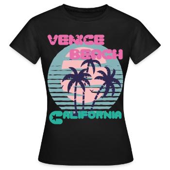 Surfboard California Venice Beach Surfing Ocean Va - Women's T-Shirt - black - Front - AI Model Female 172 dark (172cm)