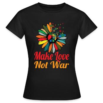 Hippie Peace Zeichen Frieden Blumen Blumenkind - Frauen T-Shirt - Schwarz - Vorne - AI Model Female 172 dark (172cm)