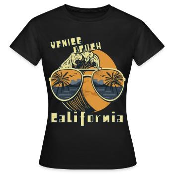 Palm Tree Sunglasses California Venice Beach Ocean - Women's T-Shirt - black - Front - AI Model Female 172 dark (172cm)