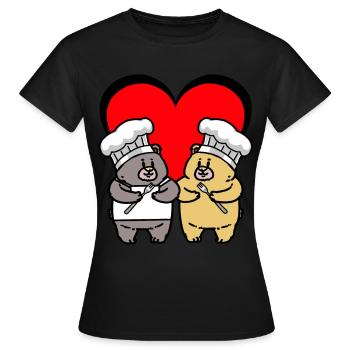 Teddybär Koch Geburtstagsgeschenk Köchin kochen - Frauen T-Shirt - Schwarz - Vorne - AI Model Female 172 dark (172cm)