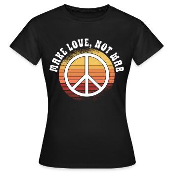 Hippie Peace Zeichen Frieden Blumen Blumenkind - Frauen T-Shirt - Schwarz - Vorne - AI Model Female 172 dark (172cm)