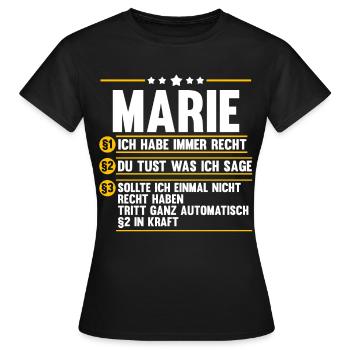 Marie - Frauen T-Shirt - Schwarz - Vorne - AI Model Female 172 dark (172cm)