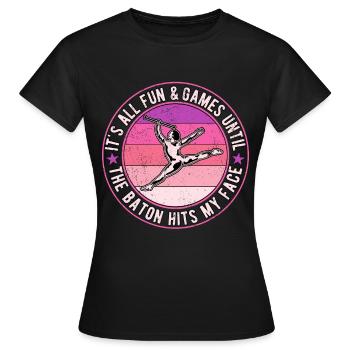 Bâton tournoyant tige tournante - T-shirt Femme - noir - Devant - AI Model Female 172 dark (172cm)