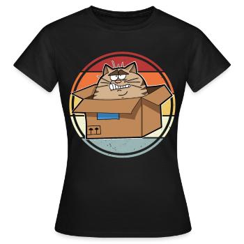 Katze Im Karton - Frauen T-Shirt - Schwarz - Vorne - AI Model Female 172 dark (172cm)