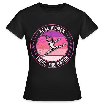 Bâton tournoyant tige tournante - T-shirt Femme - noir - Devant - AI Model Female 172 dark (172cm)