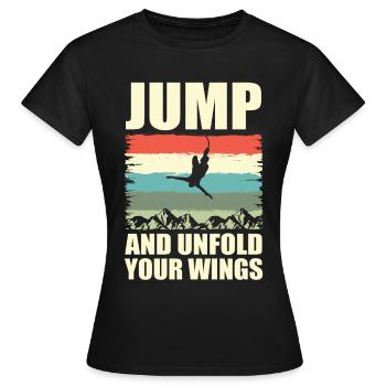 Sautez et dépliez vos ailes Saut à l’élastique - T-shirt Femme - noir - Devant - AI Model Female 172 dark (172cm)