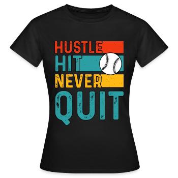 Hustle Hit Never Quit Baseball - T-shirt Femme - noir - Devant - AI Model Female 172 dark (172cm)