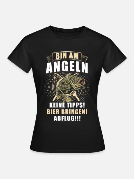 Angeln Tshirt Mann Fischer Rute Fischfang Fishing - Frauen T-Shirt - Schwarz