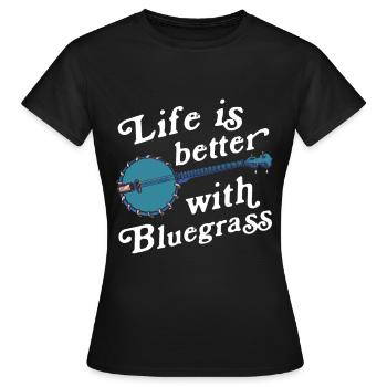 Chemises Banjo Pour Hommes Bluegrass Appalachia Folk - T-shirt Femme - noir - Devant - AI Model Female 172 dark (172cm)