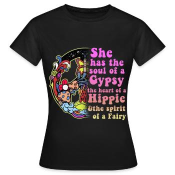 Hippie - T-shirt Femme - noir - Devant - AI Model Female 172 dark (172cm)
