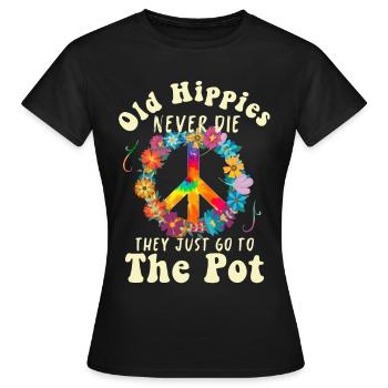 Hippie Peace Groovy Flowerpower Boho Woodstock - Frauen T-Shirt - Schwarz - Vorne - AI Model Female 172 dark (172cm)