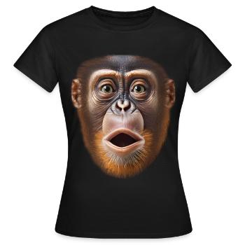 Funny Monkey T-Shirt - T-shirt Femme - noir - Devant - AI Model Female 172 dark (172cm)