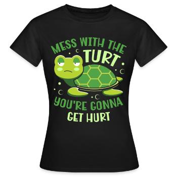 Jouez avec le turt, vous serez blessé - T-shirt Femme - noir - Devant - AI Model Female 172 dark (172cm)