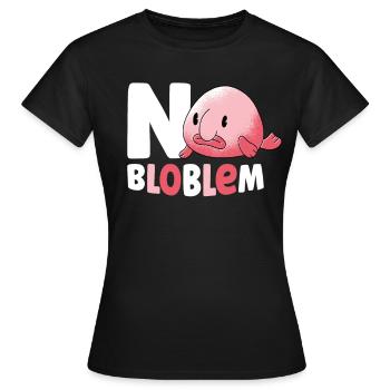 Pas de poisson blob Bloblem Poisson d’eau profonde Moche - T-shirt Femme - noir - Devant - AI Model Female 172 dark (172cm)