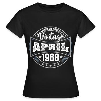 April 1968. Geburtstagsgeschenk April 1968 April - Frauen T-Shirt - Schwarz - Vorne - AI Model Female 172 dark (172cm)