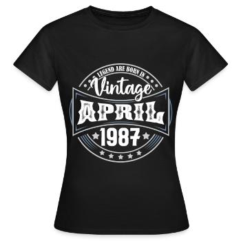 April 1987. Geburtstagsgeschenk April 1987 April - Frauen T-Shirt - Schwarz - Vorne - AI Model Female 172 dark (172cm)