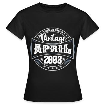 April 2003. Geburtstagsgeschenk April 2003 April - Frauen T-Shirt - Schwarz - Vorne - AI Model Female 172 dark (172cm)