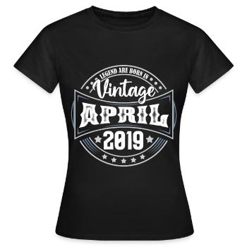 2019 April. April 2019 Geburtstagsgeschenk April - Frauen T-Shirt - Schwarz - Vorne - AI Model Female 172 dark (172cm)
