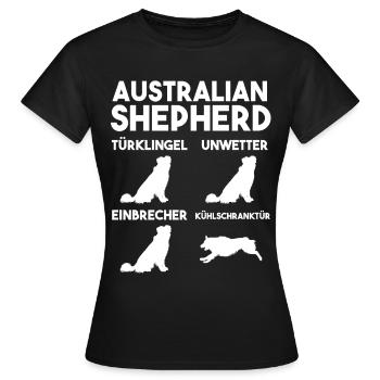 Hund Australian Shepherd - Frauen T-Shirt - Schwarz - Vorne - AI Model Female 172 dark (172cm)