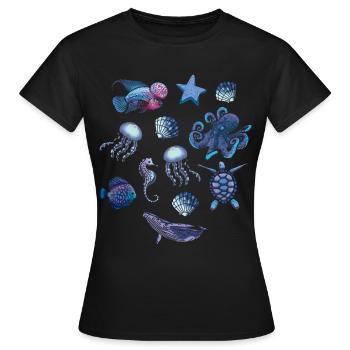 Amateur de poissons Animal marin mer - T-shirt Femme - noir - Devant - AI Model Female 172 dark (172cm)
