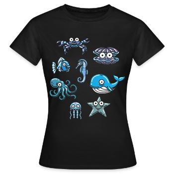 Animal aquatique vie océanique animal marin - T-shirt Femme - noir - Devant - AI Model Female 172 dark (172cm)
