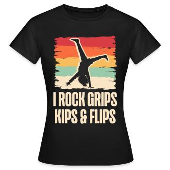 I Rock Grips Kipps And Flips Cartwheel Gymnast - T-shirt Femme - noir - Devant - AI Model Female 172 dark (172cm)