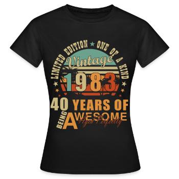 1983 - Jahrgang 1983 - Baujahr 1983 - Frauen T-Shirt - Schwarz - Vorne - AI Model Female 172 dark (172cm)