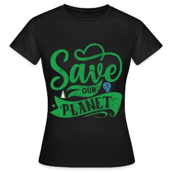 Jour de la Terre respectueux de l’environnement Terre Planète Sauver - T-shirt Femme - noir - Devant - AI Model Female 172 dark (172cm)