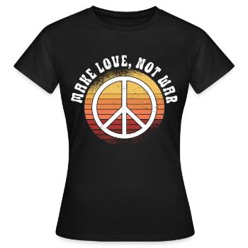 Hippie Peace Zeichen Frieden Blumen Blumenkind - Frauen T-Shirt - Schwarz - Vorne - AI Model Female 172 dark (172cm)