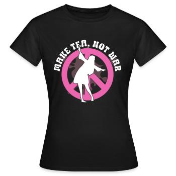 Hippie Peace Zeichen Frieden Blumen Blumenkind - Frauen T-Shirt - Schwarz - Vorne - AI Model Female 172 dark (172cm)