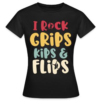 I Rock Grips Kipps And Flips Cartwheel Gymnast - T-shirt Femme - noir - Devant - AI Model Female 172 dark (172cm)