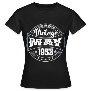 Mai 1953. Geburtstagsgeschenk Mai 1953. Mai - Frauen T-Shirt - Schwarz - Vorne - AI Model Female 172 dark (172cm)