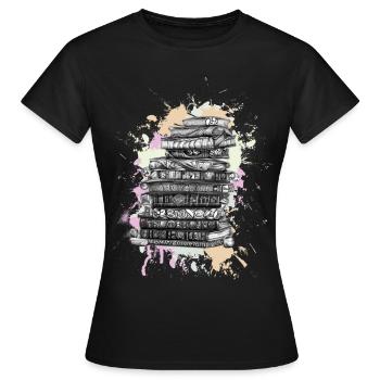 Lecture de livres livre - T-shirt Femme - noir - Devant - AI Model Female 172 dark (172cm)