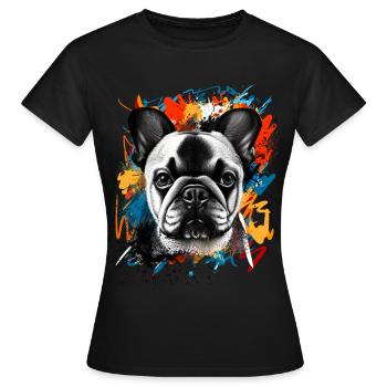Französische Bulldogge - Frauen T-Shirt - Schwarz - Vorne - AI Model Female 172 dark (172cm)