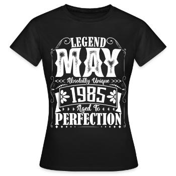 Mai 1985. Anniversaire mai 1985. Cadeau may 1985. - T-shirt Femme - noir - Devant - AI Model Female 172 dark (172cm)