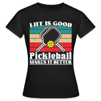 Le pickleball l’améliore - T-shirt Femme - noir - Devant - AI Model Female 172 dark (172cm)